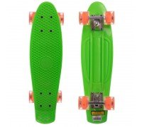 Пенни борд Penny Board круизер пластиковый со светящимися колесами 22" SP-Sport SK-5672-7 (ABEC-7, салатовый-оранжевый)