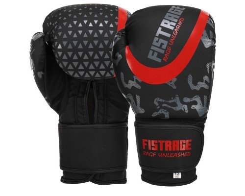Перчатки боксерские FLEX FISTRAGE VL-6488 (размер 10-14oz, черный-красный)
