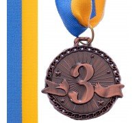 Медаль спортивная с лентой SP-Sport ZIP ø4,5см C-6404 (металл, 1-золото,2-серебро,3-бронза ø4,5см, 20g)