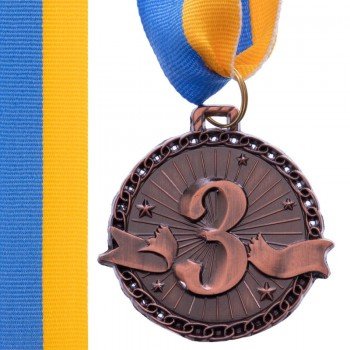 Медаль спортивная с лентой SP-Sport ZIP ø4,5см C-6404 (металл, 1-золото,2-серебро,3-бронза ø4,5см, 20g)