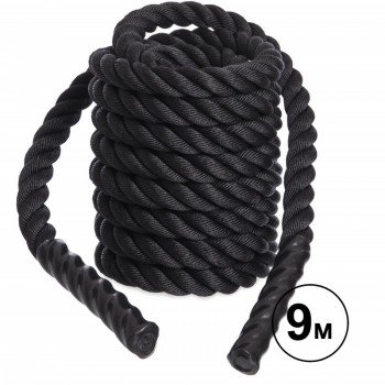 Канат для кроссфита Combat Battle Rope Zelart FI-5311-9 9 метров (полиэстер, ручки:винил, l-9м,d-3,8см, черный)