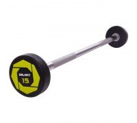 Штанга неразборная с фиксированным весом прямая полиуретановая Urethane Barbell Zelart TA-2689-15 15кг (MD3018-15) (гриф l-104см)