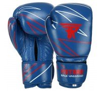Перчатки боксерские на липучке кожаные FISTRAGE PRO TRAINING VL-9352 (р-р 10-14oz, синий)