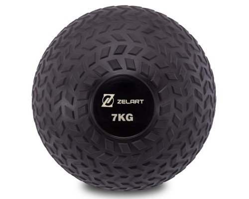Слэмбол мяч набивной для кроссфита и фитнеса Slam Ball Zelart FI-7474-7 7кг (PVC, минеральный наполнитель, d-23см, черный)