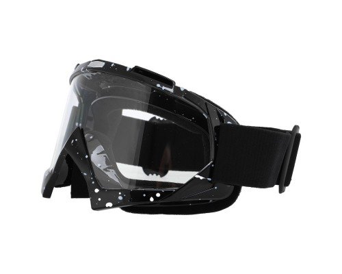 Мотоочки SP-Sport MT003-1-BK2 прозрачный визор (TPU, цвет оправы-черный с белыми вкраплениями)