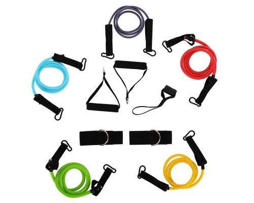 Эспандер Resistance Band многофункциональный 5 жгутов Zelart FI-5449 (5 эсп,креп.на дверь, 2 рукоят, 2 лямки) MD1397