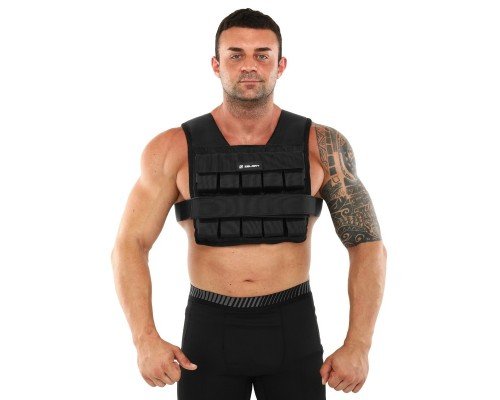 Жилет утяжелитель с регулируемым весом Zelart WEIGTH VEST TA-7815-20 1-20кг (оксфорд, наполнитель-металлические вставки, черный)
