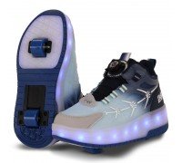 Роликовые кроссовки с подсветкой LED на двух колесах SP-Sport OB-4650 (PL, переднее колесо съемное, размер 32-40, цвета в ассортименте)