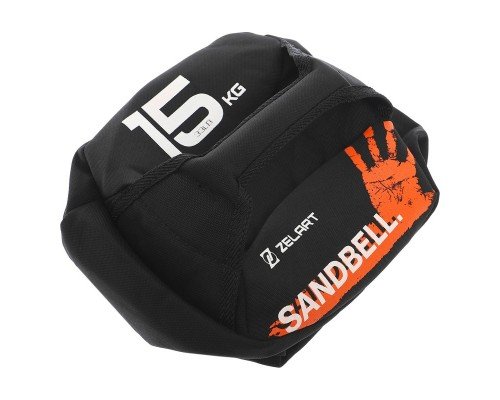 Насыпная гиря песочная без наполнителя SandBell Crossfit Zelart 15кг (нейлон, макс. вес до 15кг, без наполнителя, черный)