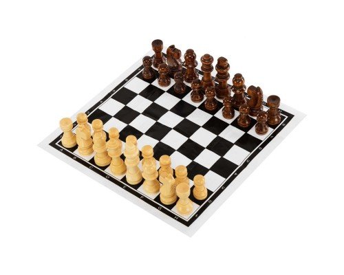 Шахматы настольная игра деревянные с виниловым игровым полем SP-Sport 202P (дерево, h-пешки-2,6 см, короля-5,4 см)