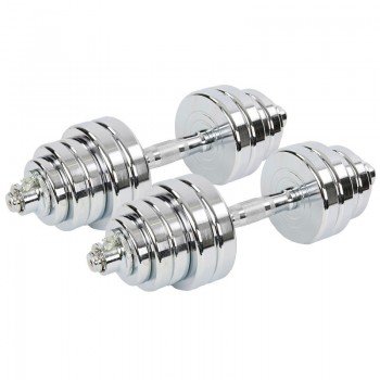 Гантели разборные стальные хромированные SP-Sport TA-8044-40 (2x20кг) (2грифа l-40см, (2,5+2,5+2,5+1,5)х4))