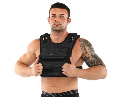Жилет утяжелитель с регулируемым весом Zelart WEIGTH VEST TA-7805-10 0,5-10кг (джинс (denim), наполнитель-металлические вставки, черный)