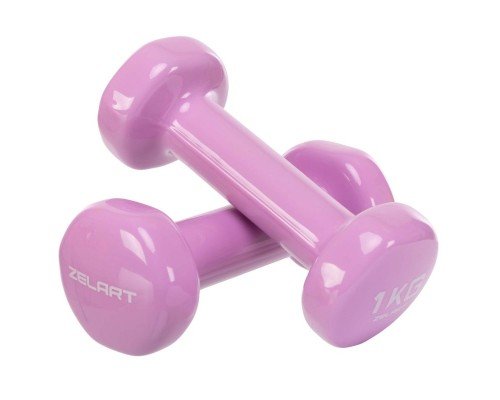 Гантели для фитнеса виниловые 2штуки Zelart Beauty TA-5225-1 (2x1кг) (2шт, цвета в ассортименте)