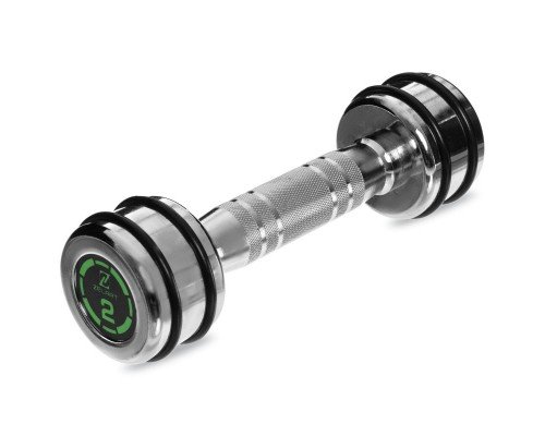 Гантель цельная стальная хромированная 1штука Zelart FI-2622-2 (1x2кг) (MD2311-2) (1шт, металл хромированный, с резиновыми кольцами)