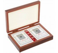 Набор игральные карты и кости в MDF коробке SP-Sport IG-1491 (2 колоды карт, 5 костей)
