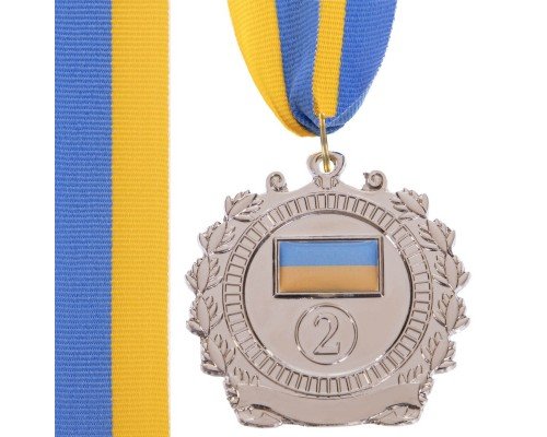 Медаль спортивная с лентой SP-Sport UKRAINE с украинской символикой ø6,5см C-3163 (металл, 40g золото, серебро, бронза)
