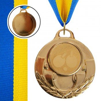 Медаль спортивная с лентой тематическая  SP-Sport AIM Пинг-понг ø5см C-4846-0071 (металл, 25g, 1-золото, 2-серебро, 3-бронза)