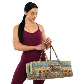 Сумка для йоги Yoga bag FODOKO SP-Sport FI-6970-3 (размер 20х19х64см, полиэстер, хлопок, бежевый-голубой)