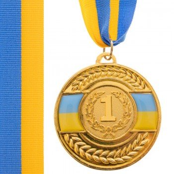 Медаль спортивная с лентой SP-Sport UKRAINE с украинской символикой ø6,5см C-6864 (металл, 38g, 1-золото, 2-серебро, 3-бронза)