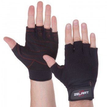 Перчатки для фитнеса и тренировок ZELART SB-161575 (PVC, спандекс, открытые пальцы, р-р S-XXL, черный)