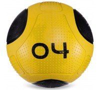 Медбол мяч медицинский Medicine Ball Zelart FI-2620-4 4кг (MD1275-4) (резина, d-21,6см, желтый-черный)