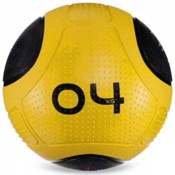 Медбол мяч медицинский Medicine Ball Zelart FI-2620-4 4кг (MD1275-4) (резина, d-21,6см, желтый-черный)