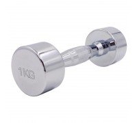 Гантель цельная стальная хромированная 1штука Zelart SC-8017-1 (1x1кг) (1шт, металл хромированный)