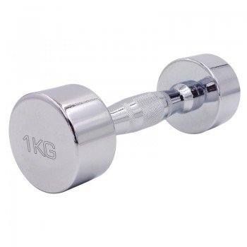 Гантель цельная стальная хромированная 1штука Zelart SC-8017-1 (1x1кг) (1шт, металл хромированный)