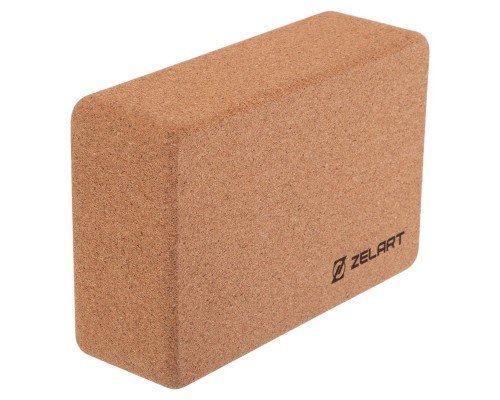 Блок для йоги пробковый Zelart FI-7850-3 (пробковое дерево, р-р 23x15x7,5см, коричневый)