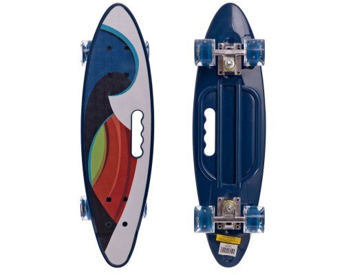 Пенни борд Penny Board круизер пластиковый со светящимися колесами и ручкой для переноски 24" SP-Sport HB-31B-1 (ABEC-7, р-р 60x17см, синий)