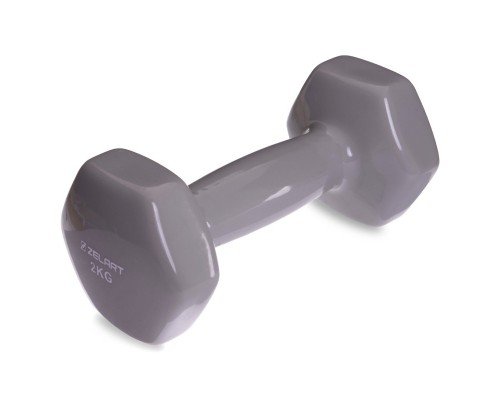 Гантель для фитнеса виниловая 1штука Zelart TA-2777-2 (1x2кг) (MD2016-2) (цена за 1шт, цвета в ассортименте)
