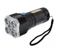 Фонарик ручной светодиодный X-BALOG LF-S03-5 (пластик, 5 LED+COB, USB-вход, l-14,2см, черный)