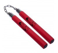 Нунчаки тренировочные на цепи SP-Sport HJ-G213 (пластик, неопрен, красный)