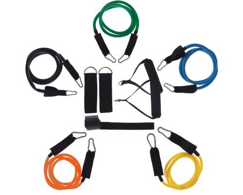 Эспандер Resistance Band многофункциональный 5 жгутов Zelart FI-6333 (5 эсп,креп.на дверь, 2 рукоят, 2 лямки)