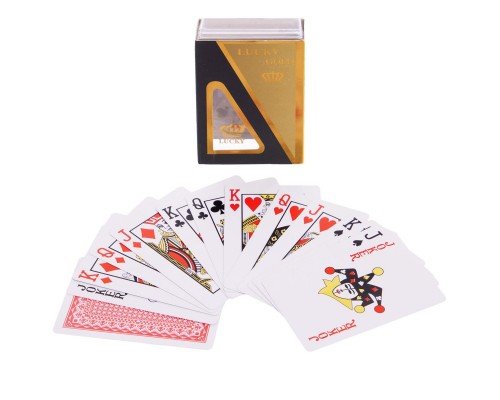 Карты игральные пластиковые SP-Sport IG-0846 LUCKY GOLD (колода в 54 листа, толщина-0,4мм)