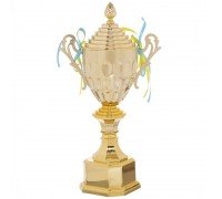 Кубок спортивный с ручками и крышкой SP-Sport Will HQ884B (металл, пластик, h-40см, b-21см, d чаши-см, золото)
