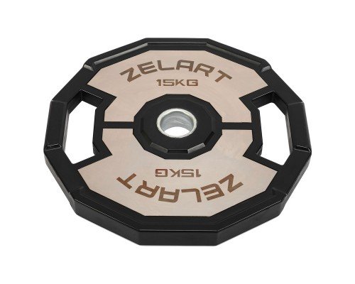 Блины диски резиновые 2 Handle металлическая втулка внутренний ø51мм Zelart TA-4792-15 15кг (черный)