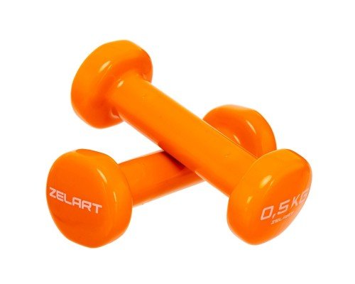 Гантели для фитнеса виниловые 2штуки Zelart Beauty TA-5225-0_5 (2x0,5кг) (2шт, цвета в ассортименте)