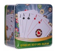 Набор для покера в металлической коробке Poker game set SP-Sport IG-6893 120 фишек (120 фишек, с номиналом, 1 кол.карт)