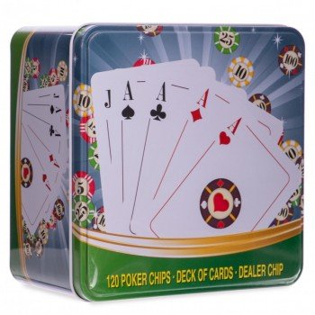 Набор для покера в металлической коробке Poker game set SP-Sport IG-6893 120 фишек (120 фишек, с номиналом, 1 кол.карт)