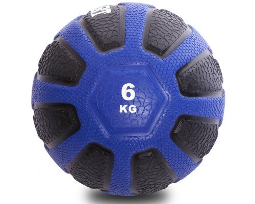 Медбол мяч медицинский Medicine Ball Zelart FI-0898-6 6кг (резина, d-28,6см, черный-синий)