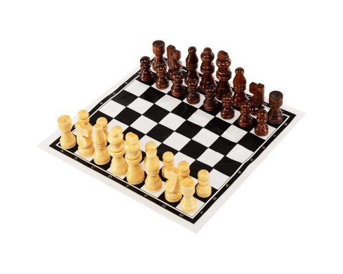 Шахматы настольная игра деревянные с виниловым игровым полем SP-Sport 205P (дерево, h пешки-3 см, короля-7 см)