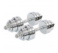 Гантели разборные стальные хромированные SP-Sport TA-8045-35 (2x17,5кг) (2грифа l-40см, (2,5+2,5+1,5+1,5)х4))
