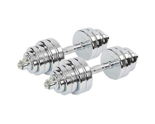 Гантели разборные стальные хромированные SP-Sport TA-8045-35 (2x17,5кг) (2грифа l-40см, (2,5+2,5+1,5+1,5)х4))