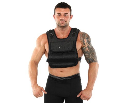 Жилет утяжелитель с регулируемым весом Zelart WEIGTH VEST TA-7805-20 0,5-20кг (джинс (denim), наполнитель-металлические вставки, черный)