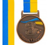 Медаль спортивная с лентой SP-Sport UKRAINE с украинской символикой ø5см C-6837 (металл, 25g золото, серебро, бронза)