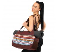 Сумка для йоги Yoga bag KINDFOLK SP-Sport FI-8366-1 (размер 19х50х33см, полиэстер, хлопок, оранжевый-голубой)