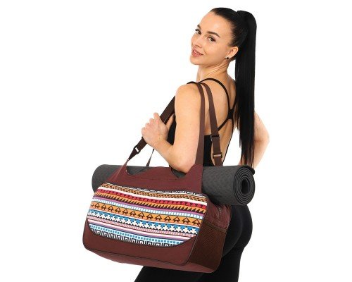 Сумка для йоги Yoga bag KINDFOLK SP-Sport FI-8366-1 (размер 19х50х33см, полиэстер, хлопок, оранжевый-голубой)