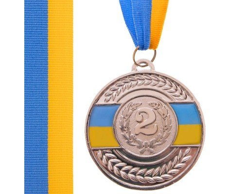 Медаль спортивная с лентой SP-Sport UKRAINE с украинской символикой ø6,5см C-6864 (металл, 38g, 1-золото, 2-серебро, 3-бронза)