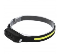 Фонарик налобный X-BALOG BL-W689-1 (пластик, XPE+COB, USB, черный)